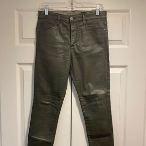 AG Farrah Skinny Ankle Jeans - Dark Green Coated